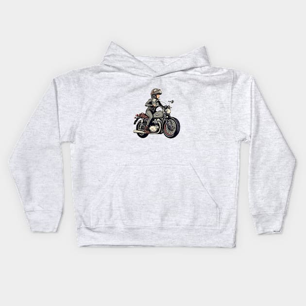 Classic Motorcycle Elegance Kids Hoodie by ragil_studio